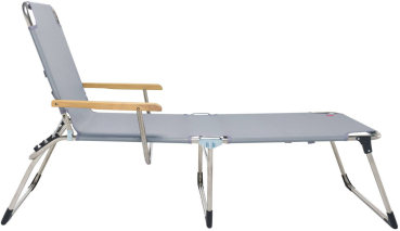 Preview: FIAM® Liegestuhl AMIGO 40+ Grau mit Armlehnen/Eschenholz